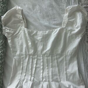 Anthropologie White Puff Sleeve Blouse